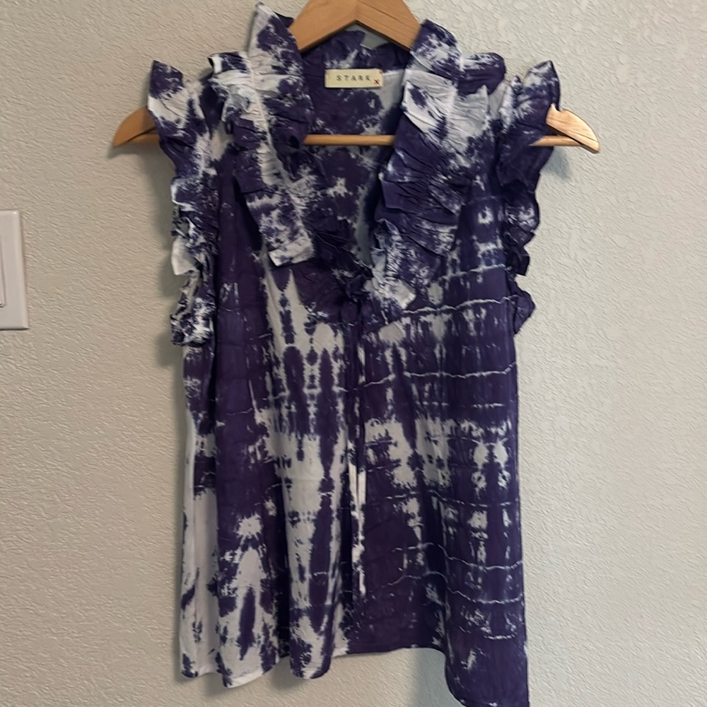 Stark X Blue Tie Dye Blouse Top Small